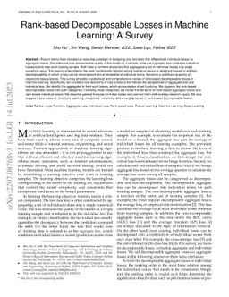Rank-based Decomposable Losses in Machine Learning: A Survey