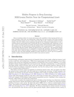 Hidden Progress in Deep Learning: SGD Learns Parities Near the
  Computational Limit