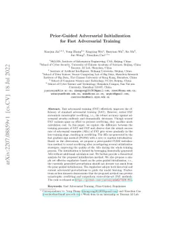 Prior-Guided Adversarial Initialization for Fast Adversarial Training