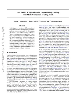 MCTensor: A High-Precision Deep Learning Library with Multi-Component
  Floating-Point