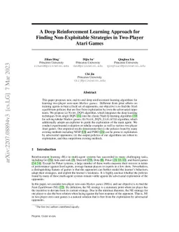 A Deep Reinforcement Learning Approach for Finding Non-Exploitable
  Strategies in Two-Player Atari Games