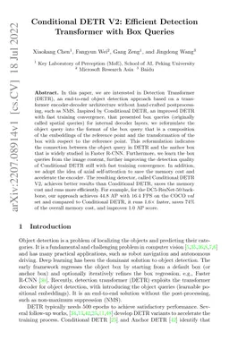 Conditional DETR V2: Efficient Detection Transformer with Box Queries