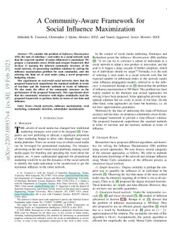 A Community-Aware Framework for Social Influence Maximization
