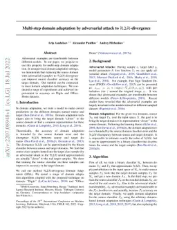 Multi-step domain adaptation by adversarial attack to $\mathcal{H}
  Δ\mathcal{H}$-divergence