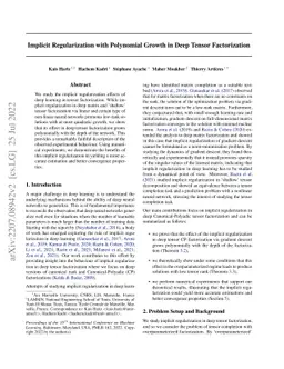 Implicit Regularization with Polynomial Growth in Deep Tensor
  Factorization
