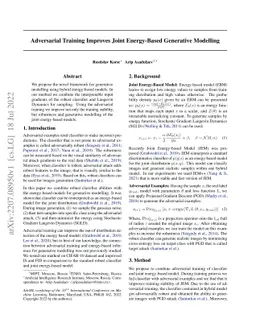 Adversarial Training Improves Joint Energy-Based Generative Modelling