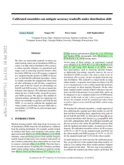 Calibrated ensembles can mitigate accuracy tradeoffs under distribution
  shift
