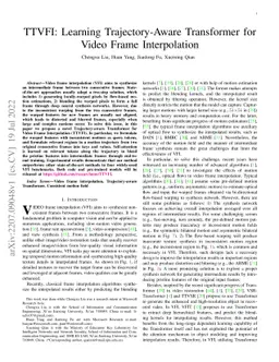 TTVFI: Learning Trajectory-Aware Transformer for Video Frame
  Interpolation