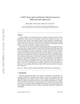 A-SFS: Semi-supervised Feature Selection based on Multi-task
  Self-supervision