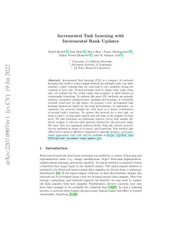Incremental Task Learning with Incremental Rank Updates