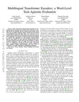 Multilingual Transformer Encoders: a Word-Level Task-Agnostic Evaluation
