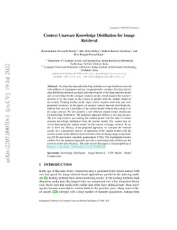 Context Unaware Knowledge Distillation for Image Retrieval