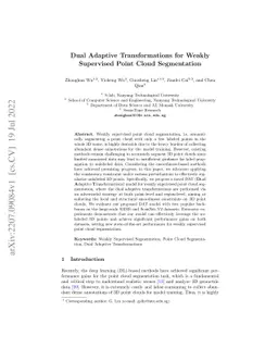 Dual Adaptive Transformations for Weakly Supervised Point Cloud
  Segmentation