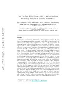 Can You Fool AI by Doing a 180? $\unicode{x2013}$ A Case Study on
  Authorship Analysis of Texts by Arata Osada