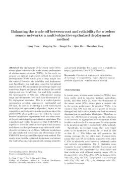Balancing the trade-off between cost and reliability for wireless sensor
  networks: a multi-objective optimized deployment method