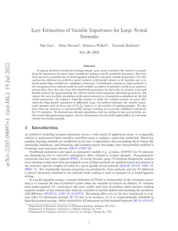 Lazy Estimation of Variable Importance for Large Neural Networks