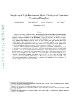 Complexity of High-Dimensional Identity Testing with Coordinate
  Conditional Sampling