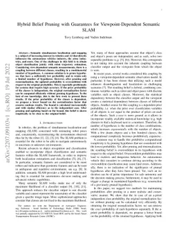 Hybrid Belief Pruning with Guarantees for Viewpoint-Dependent Semantic
  SLAM