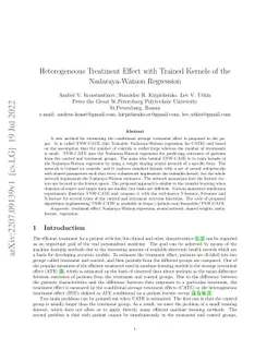 Heterogeneous Treatment Effect with Trained Kernels of the
  Nadaraya-Watson Regression