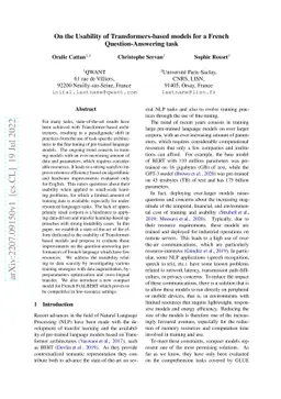 On the Usability of Transformers-based models for a French
  Question-Answering task