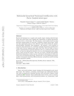 Multimodal hierarchical Variational AutoEncoders with Factor Analysis
  latent space