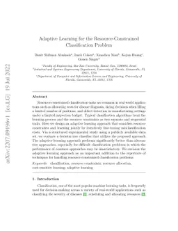 Adaptive Learning for the Resource-Constrained Classification Problem