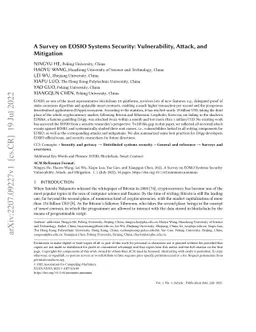 A Survey on EOSIO Systems Security: Vulnerability, Attack, and
  Mitigation