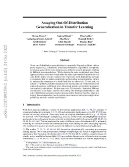Assaying Out-Of-Distribution Generalization in Transfer Learning