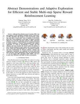 Abstract Demonstrations and Adaptive Exploration for Efficient and
  Stable Multi-step Sparse Reward Reinforcement Learning
