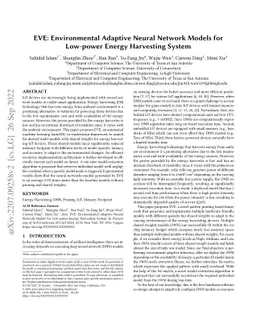 EVE: Environmental Adaptive Neural Network Models for Low-power Energy
  Harvesting System