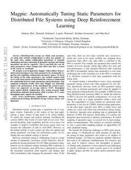 Magpie: Automatically Tuning Static Parameters for Distributed File
  Systems using Deep Reinforcement Learning