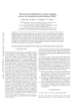 Data-driven initialization of deep learning solvers for
  Hamilton-Jacobi-Bellman PDEs