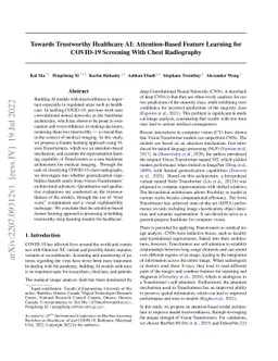 Towards Trustworthy Healthcare AI: Attention-Based Feature Learning for
  COVID-19 Screening With Chest Radiography