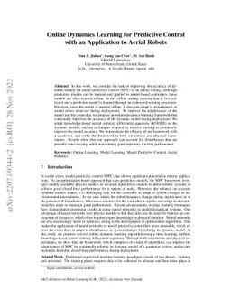Online Dynamics Learning for Predictive Control with an Application to
  Aerial Robots