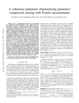 A coherence parameter characterizing generative compressed sensing with
  Fourier measurements