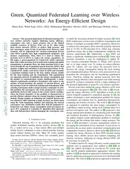 Green, Quantized Federated Learning over Wireless Networks: An
  Energy-Efficient Design