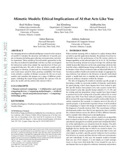 Mimetic Models: Ethical Implications of AI that Acts Like You