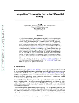Composition Theorems for Interactive Differential Privacy