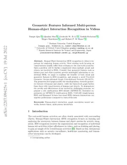 Geometric Features Informed Multi-person Human-object Interaction
  Recognition in Videos