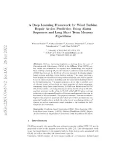 A Deep Learning Framework for Wind Turbine Repair Action Prediction
  Using Alarm Sequences and Long Short Term Memory Algorithms