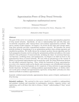 Approximation Power of Deep Neural Networks: an explanatory mathematical
  survey