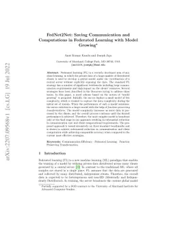 FedNet2Net: Saving Communication and Computations in Federated Learning
  with Model Growing