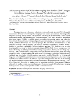 A Frequency-Velocity CNN for Developing Near-Surface 2D Vs Images from
  Linear-Array, Active-Source Wavefield Measurements
