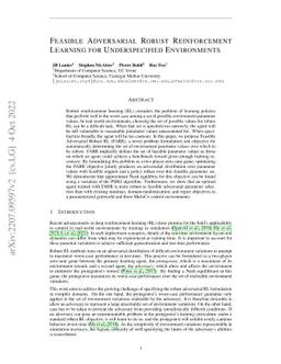Feasible Adversarial Robust Reinforcement Learning for Underspecified
  Environments