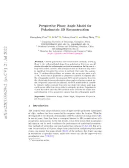 Perspective Phase Angle Model for Polarimetric 3D Reconstruction