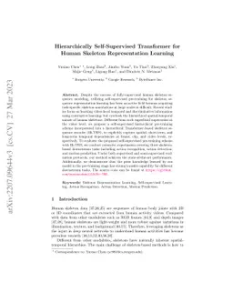Hierarchically Self-Supervised Transformer for Human Skeleton
  Representation Learning