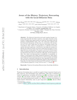 Aware of the History: Trajectory Forecasting with the Local Behavior
  Data