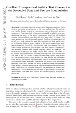 GenText: Unsupervised Artistic Text Generation via Decoupled Font and
  Texture Manipulation