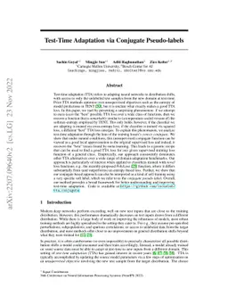 Test-Time Adaptation via Conjugate Pseudo-labels