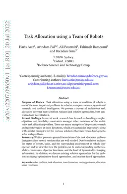 Task Allocation using a Team of Robots